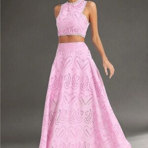 Pink heart 2 piece skirt and top set